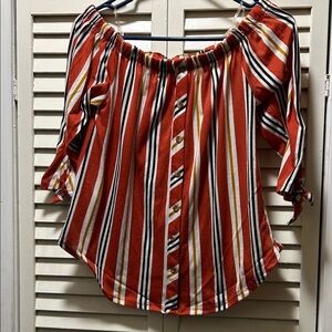 Rue21 Multicolor Striped Off-Shoulder Blouse